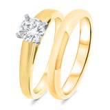 Photo of Jandi 3/4 ct tw. Lab Grown Diamond Round Solitaire Bridal Set 10K Yellow Gold [BR1702Y-L070]