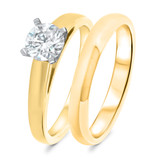 Photo of Jandi 1 ct tw. Lab Grown Diamond Round Solitaire Bridal Set 10K Yellow Gold [BR1702Y-L095]