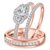 Photo of Harlowe 1 ct tw. Lab Grown Diamond Round Solitaire Trio Set 10K Rose Gold [BT1402R-C000]