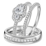 Photo of Harlowe 1 ct tw. Lab Grown Diamond Round Solitaire Trio Set 14K White Gold [BT1402W-C000]