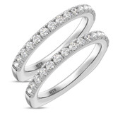 Photo of Melika 1 1/10 ct tw. Lab Grown Diamond Same Sex Ladies Band Set 14K White Gold [WL1408W]