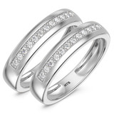 Photo of Harlowe 1/2 ct tw. Lab Grown Diamond Same Sex Mens Band Set 14K White Gold [WM1402W]