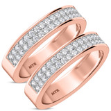 Photo of Marline 1 1/4 ct tw. Lab Grown Diamond Same Sex Mens Band Set 14K Rose Gold [WM1404R]