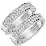 Photo of Marline 1 1/4 ct tw. Lab Grown Diamond Same Sex Mens Band Set 10K White Gold [WM1404W]