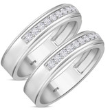 Photo of Prudence 1/2 ct tw. Lab Grown Diamond Same Sex Mens Band Set 14K White Gold [WM1406W]