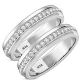 Photo of Kailani 1 ct tw. Lab Grown Diamond Same Sex Mens Band Set 14K White Gold [WM1407W]