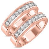 Photo of Keanu 1 1/5 ct tw. Lab Grown Diamond Same Sex Mens Band Set 14K Rose Gold [WM1410R]