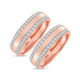 Photo of Nikau 1 1/2 ct tw. Lab Grown Diamond Same Sex Mens Band Set 14K Rose Solid Gold [WM1411R]