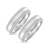 Photo of Nikau 1 1/2 ct tw. Lab Grown Diamond Same Sex Mens Band Set 14K White Solid Gold [WM1411W]