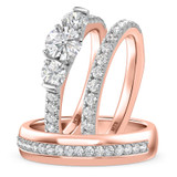 Photo of Melika 2 3/8 ct tw. Lab Grown Diamond Round Solitaire Trio Set 10K Rose Gold [BT1408R-L070]