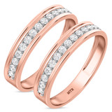 Photo of Adeola 1 1/8 ct tw. Lab Grown Diamond Same Sex Mens Band Set 14K Rose Gold [WM1418R]
