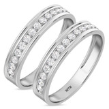 Photo of Adeola 1 1/8 ct tw. Lab Grown Diamond Same Sex Mens Band Set 14K White Gold [WM1418W]