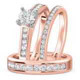 Photo of Samaria 2 1/10 ct tw. Lab Grown Diamond Round Solitaire Trio Set 14K Rose Gold [BT1409R-L070]