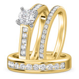 Photo of Samaria 2 1/10 ct tw. Lab Grown Diamond Round Solitaire Trio Set 14K Yellow Gold [BT1409Y-L070]