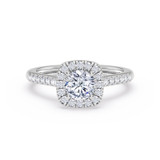 Photo of Nikau 7/8 ct tw. Lab Grown Diamond Round Solitaire Engagement Ring 14K White Solid Gold [BT1411WE-L070]