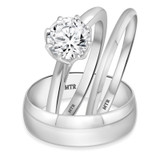 Photo of Allonia 1 ct tw. Lab Grown Diamond Round Solitaire Trio Set 10K White Gold [BT1412W-L095]