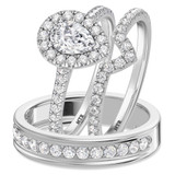 Photo of Adeola 1 2/3 ct tw. Lab Grown Diamond Pear Solitaire Trio Set 10K White Gold [BT1418W-C000]