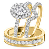 Photo of Adeola 1 2/3 ct tw. Lab Grown Diamond Pear Solitaire Trio Set 10K Yellow Gold [BT1418Y-C000]