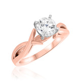Photo of Astrella 1 ct tw. Lab Grown Diamond Round Solitaire Engagement Ring 14K Rose Gold [BT1701RE-L095]