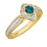 Photo of Salima 7/8 Carat T.W. Blue Diamond (Treated) Round Solitaire Bridal Set 14K Yellow Gold [BT215YE-B033]