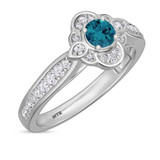 Photo of Salima 7/8 CT. T.W. Blue Diamond Round Solitaire Bridal Set 14K White Solid Gold [BT215WE-B033]