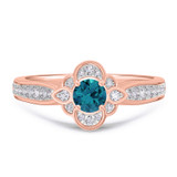 Photo of Salima 1/2 ct tw. Blue Diamond Round Solitaire Engagement Ring 10K Rose Solid Gold [BT215RE-B033]
