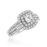 Photo of Julie 1 ct tw. Diamond Cushion Solitaire Engagement Ring 10K White Gold [BT684WE-R029]