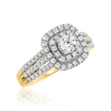 Photo of Julie 1 1/2 ct tw. Diamond Cushion Solitaire Trio Set 10K Yellow Gold [BT684YE-R029]