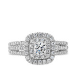 Photo of Julie 1 1/7 Carat T.W. Diamond Cushion Solitaire Bridal Set 10K White Gold [BT684WE-R029]