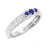 Photo of Azaleia 1 1/3 CT. T.W. Sapphire and Diamond Trio Matching Wedding Ring Set 10K White Gold [BT876WM]