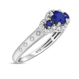 Photo of Azaleia 1 1/3 CT. T.W. Sapphire and Diamond Trio Matching Wedding Ring Set 14K White Gold [BT876WE-C000]