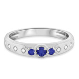 Photo of Azaleia 1 1/3 CT. T.W. Sapphire and Diamond Trio Matching Wedding Ring Set 14K White Gold [BT876WM]