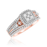 Photo of Dashiell 1 1/10 Carat T.W. Diamond Cushion Cluster Bridal Set 14K Rose Gold [BR201R-C000]