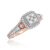 Photo of Dashiell 1 1/10 Carat T.W. Diamond Cushion Cluster Bridal Set 14K Rose Gold [BT201RE-C000]