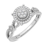 Photo of Gage 1/2 CT. T.W. Diamond Round Cluster Bridal Set 14K White Gold [BT207WE-C000]