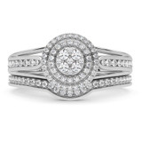 Photo of London 1/2 CT. T.W. Diamond Round Cluster Bridal Set 950 Platinum [BR5035P-C000]
