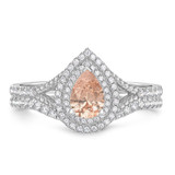 Photo of Chiffon 1 7/8 Carat T.W. Morganite and Diamond Matching Bridal Ring Set 950 Platinum [BR5047P-C000]