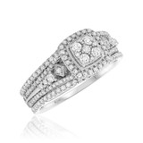 Photo of Dashiell 1 1/10 Carat T.W. Diamond Cushion Cluster Bridal Set 10K White Gold [BR201W-C000]