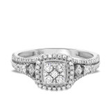 Photo of Dashiell 1 1/10 Carat T.W. Diamond Cushion Cluster Bridal Set 14K White Gold [BT201WE-C000]