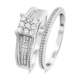 Photo of Evan 1/2 CT. T.W. Diamond Fancy Cluster Bridal Set 10K White Gold [BR435W-C000]