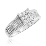 Photo of Evan 1/2 CT. T.W. Diamond Fancy Cluster Bridal Set 10K White Gold [BT435WE-C000]