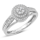 Photo of London 1/2 CT. T.W. Diamond Round Cluster Bridal Set 14K White Gold [BT5035WE-C000]
