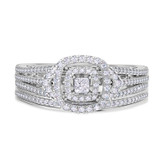 Photo of Declan 3/4 CT. T.W. Diamond Princess Cluster Bridal Set 10K White Gold [BR482W-C000]