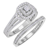 Photo of Declan 3/4 CT. T.W. Diamond Princess Cluster Bridal Set 10K White Gold [BR482W-C000]