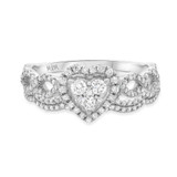 Photo of Ellen 1 1/10 CT. T.W. Diamond Heart Cluster Bridal Set 14K White Gold [BR478W-C000]