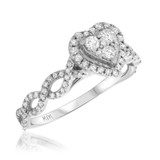 Photo of Ellen 1 1/10 CT. T.W. Diamond Heart Cluster Bridal Set 14K White Gold [BT478WE-C000]