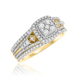 Photo of Dashiell 1 1/10 Carat T.W. Diamond Cushion Cluster Bridal Set 10K Yellow Gold [BR201Y-C000]