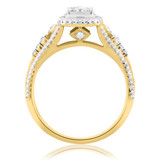 Photo of Dashiell 1 1/10 Carat T.W. Diamond Cushion Cluster Bridal Set 10K Yellow Gold [BT201YE-C000]