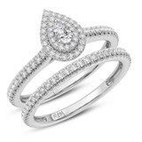 Photo of Kemina 1 ct tw. Lab Grown Round Solitaire Diamond Bridal Ring Set Platinum [BR5884P-C000]