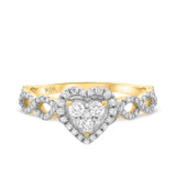 Photo of Ellen 1 1/10 CT. T.W. Diamond Heart Cluster Bridal Set 14K Yellow Gold [BT478YE-C000]